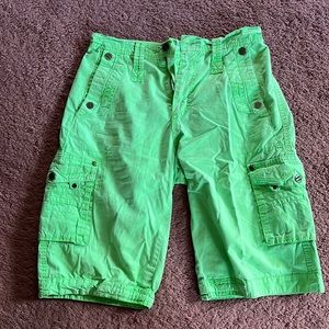 Mens medium 32waist lime green cargo shorts